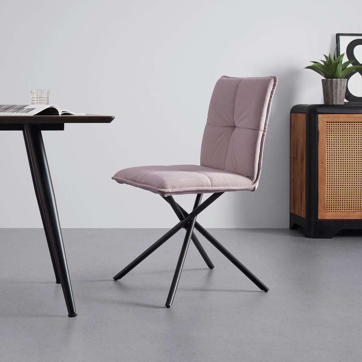 Židle Lunita růžová - růžová/černá, Moderní, kov/textil (47/88/57cm) - Bessagi Home