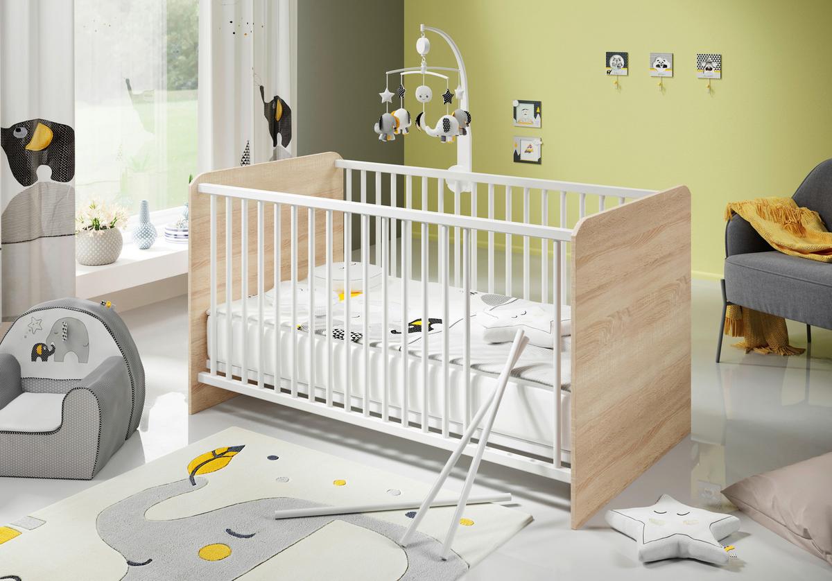 Gitterbett Wiki 70x140 Cm Dekor Weiß/sonoma Eiche - Weiß/Sonoma Eiche, KONVENTIONELL, Holzwerkstoff (144/82cm) - MID.YOU