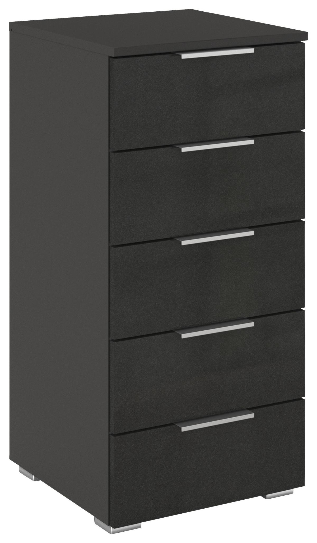 Nachtkästchen Mars 5l-Hg Weiß B: 84 cm - Grau Hochglanz/Alufarben, Basics, Holzwerkstoff (40/84/40cm)