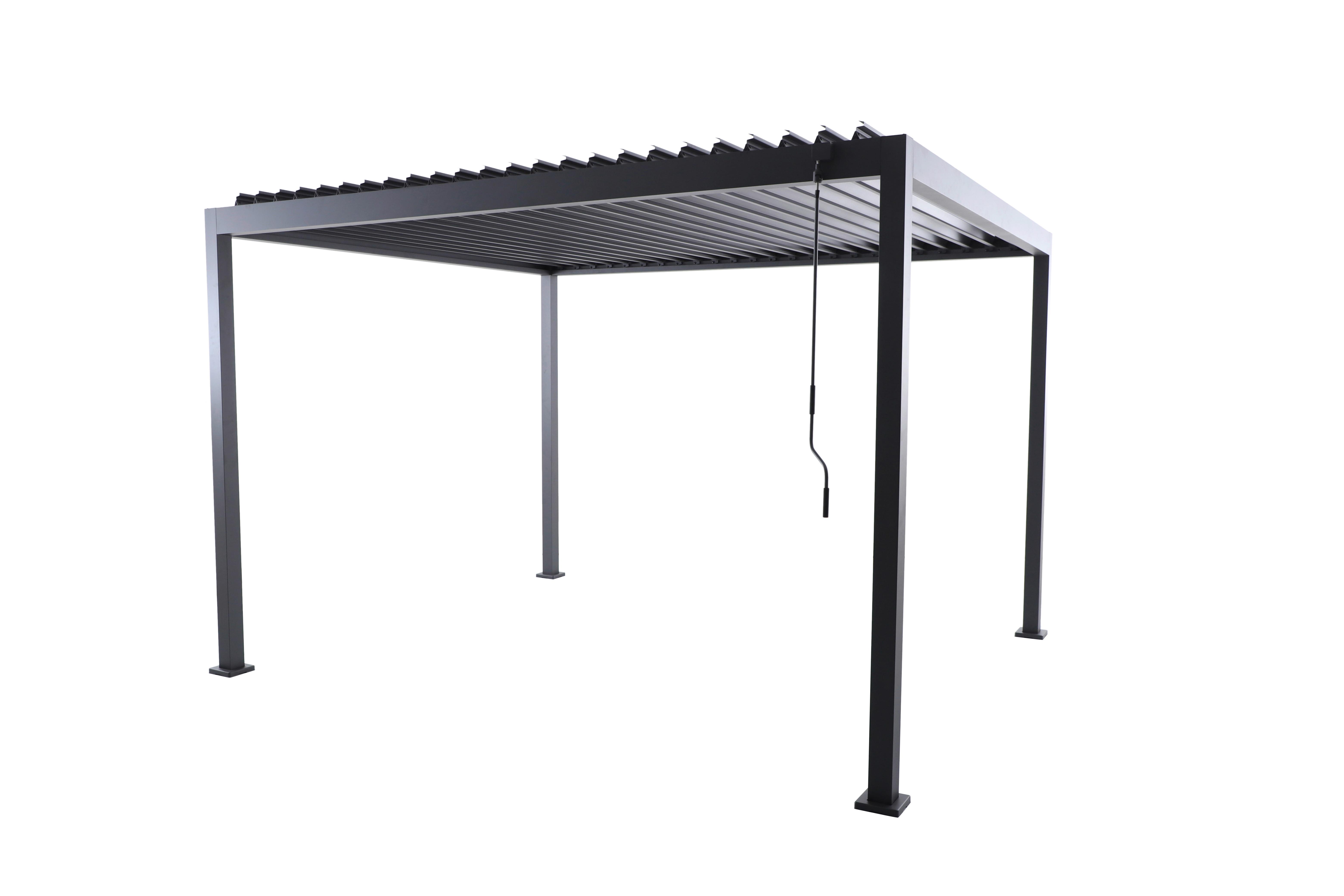 Pergola 3,59x2,96 m Origin Aluminium,Lamellen verstellbar - Anthrazit, Basics, Metall (359/238/296cm) - Gardenson