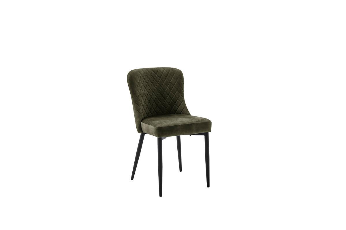 Stuhl Aboshi Vintage Olive B: 46 cm - Schwarz/Olivgrün, ROMANTIK / LANDHAUS, Textil/Metall (46/85/58cm)