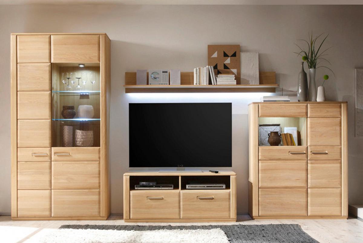 Wohnkombination 4-Tlg. Sena Eichefarben - Eichefarben, Design, Glas/Holz (357/209/51cm) - Livetastic