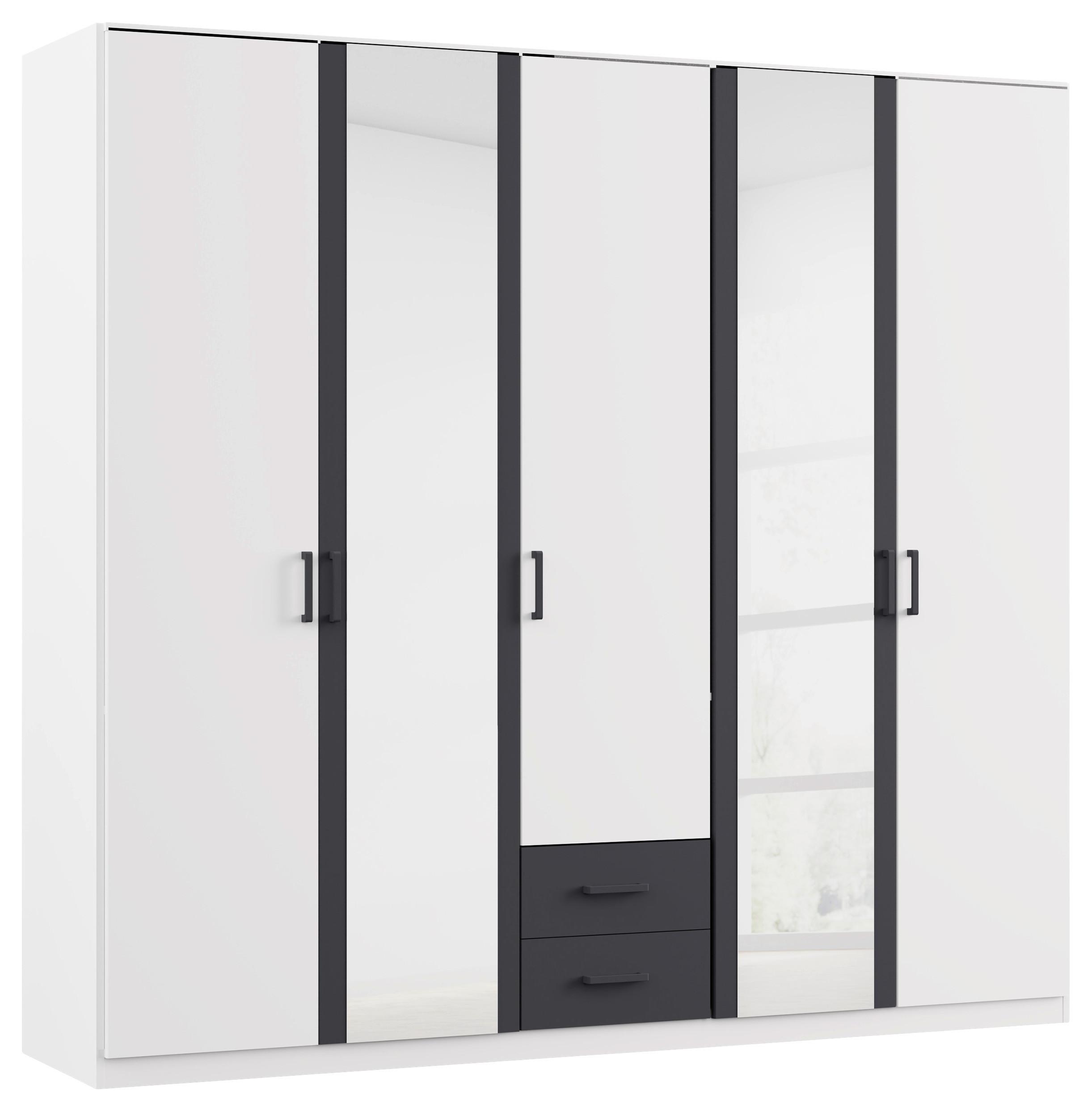 Drehtürenschrank 226cm Despina Alpinweiß Dekor - Weiß/Grau, KONVENTIONELL, Holzwerkstoff (226/210/54cm)