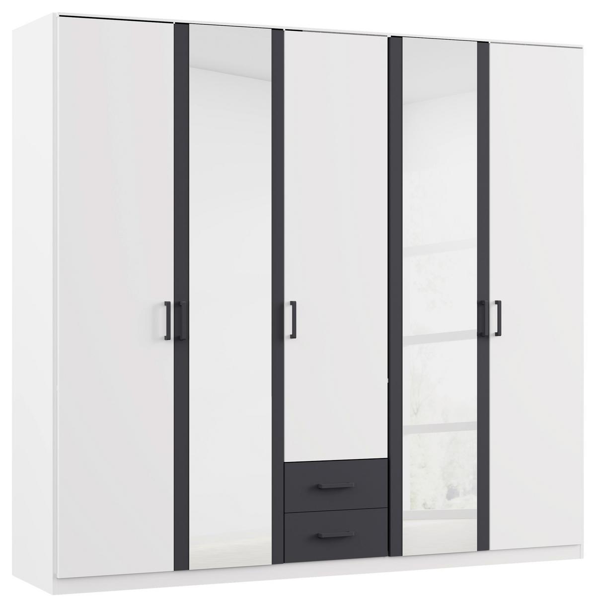 Drehtürenschrank 226cm Despina Alpinweiß Dekor - Weiß/Grau, KONVENTIONELL, Holzwerkstoff (226/210/54cm)