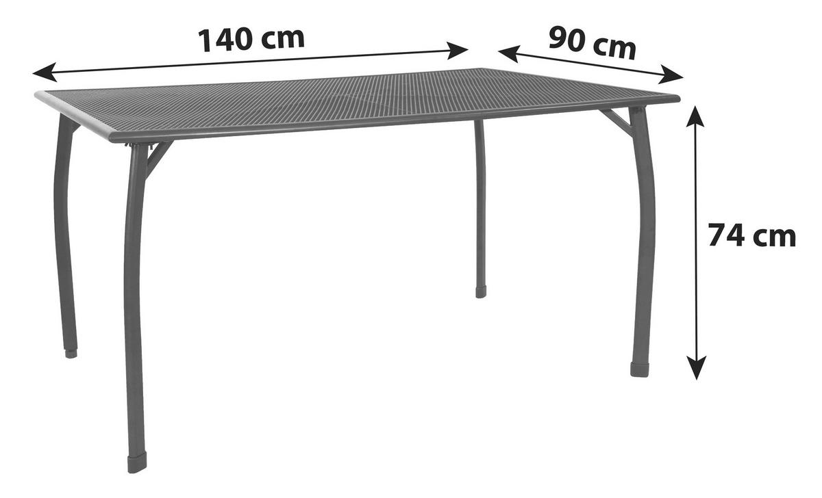 Gartentisch höhenverstellbar Toulouse, Stahl L 140 cm - Anthrazit/Schwarz, MODERN, Kunststoff/Metall (140/74/90cm) - Luca Bessoni