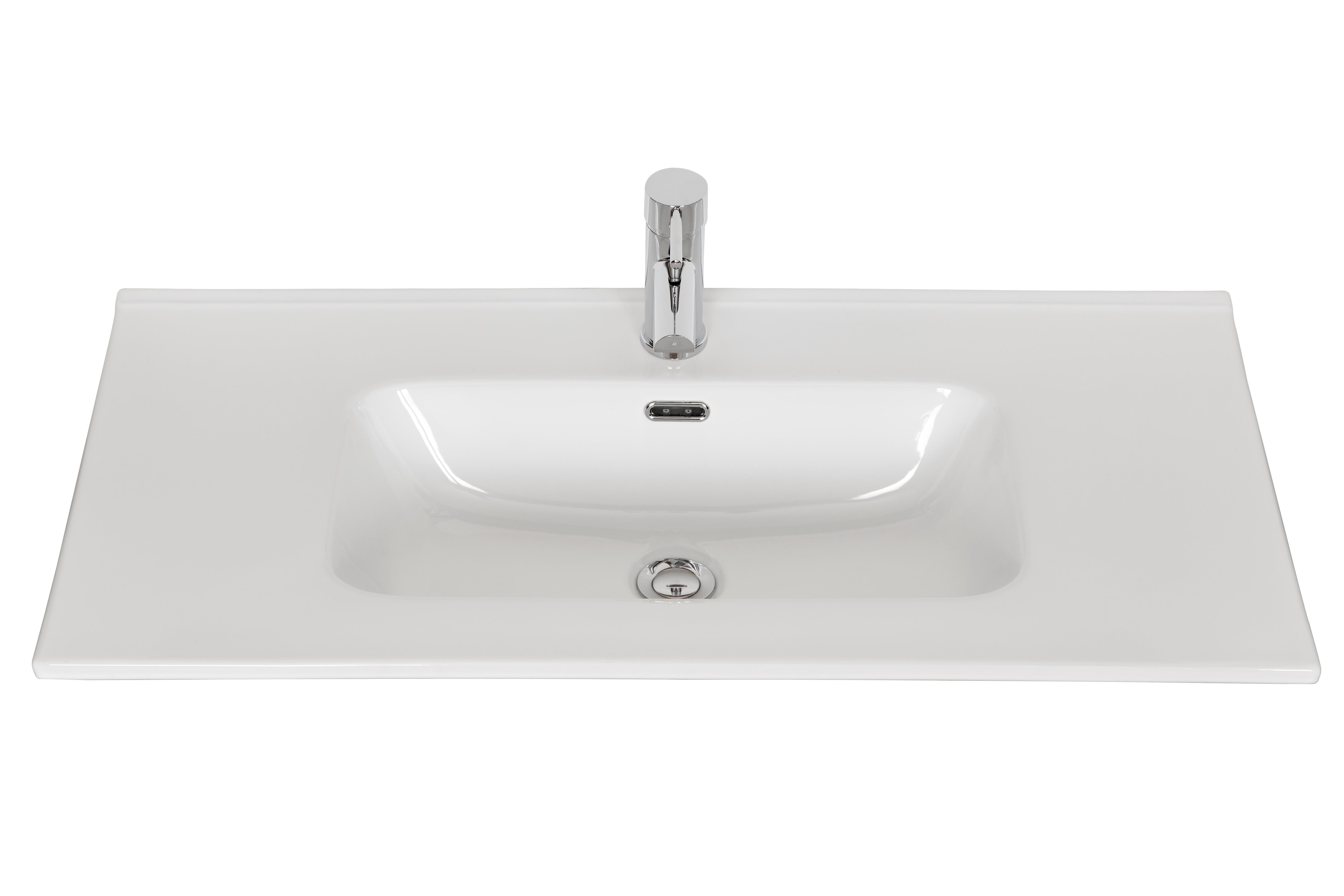 Waschbecken Denia Keramik Weiß 90x46 cm, Integr. Überlauf - Weiß, KONVENTIONELL, Keramik (90/18/46cm)