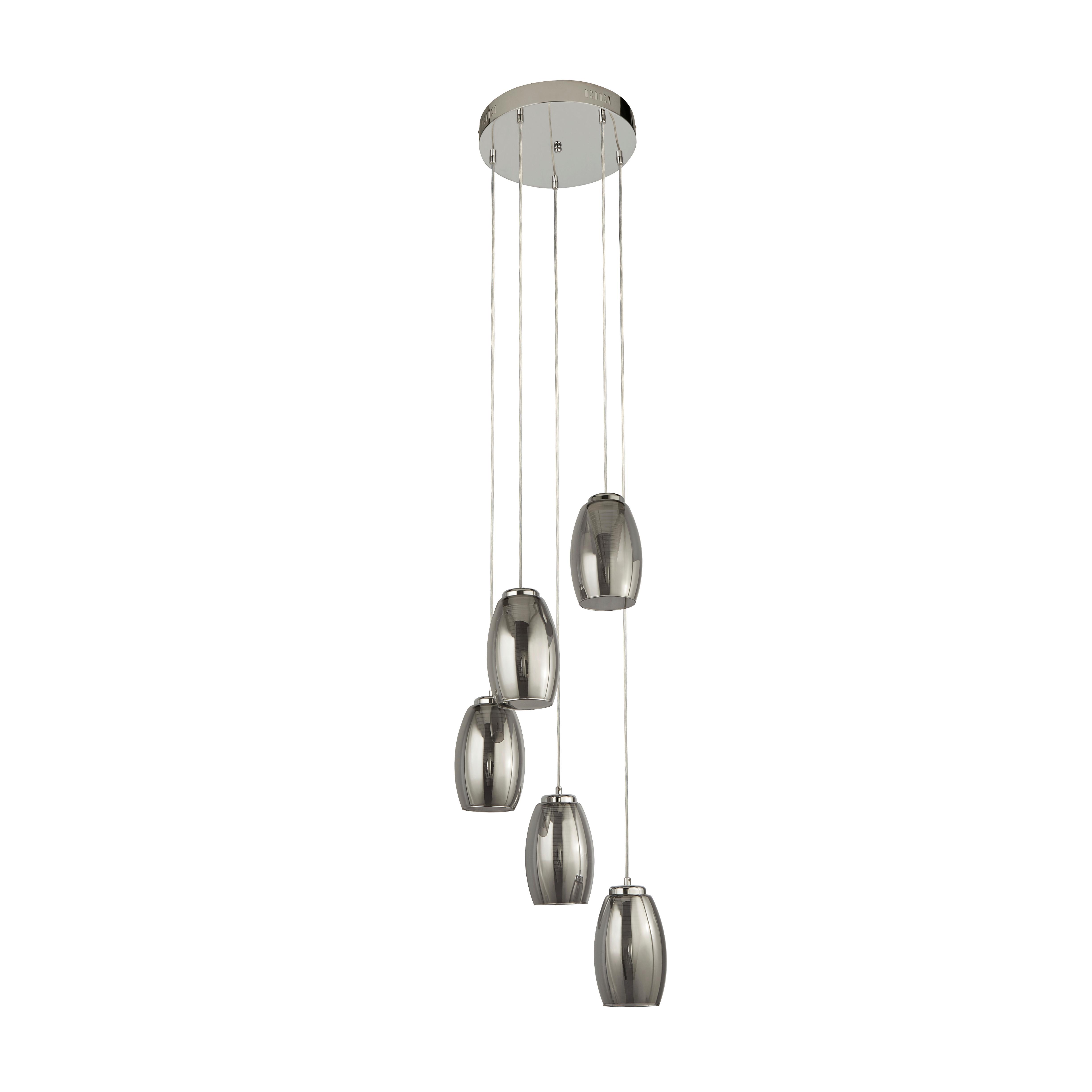 LED-Hängeleuchte 97291-5sm - Chromfarben, Design, Glas/Kunststoff (35/150cm)