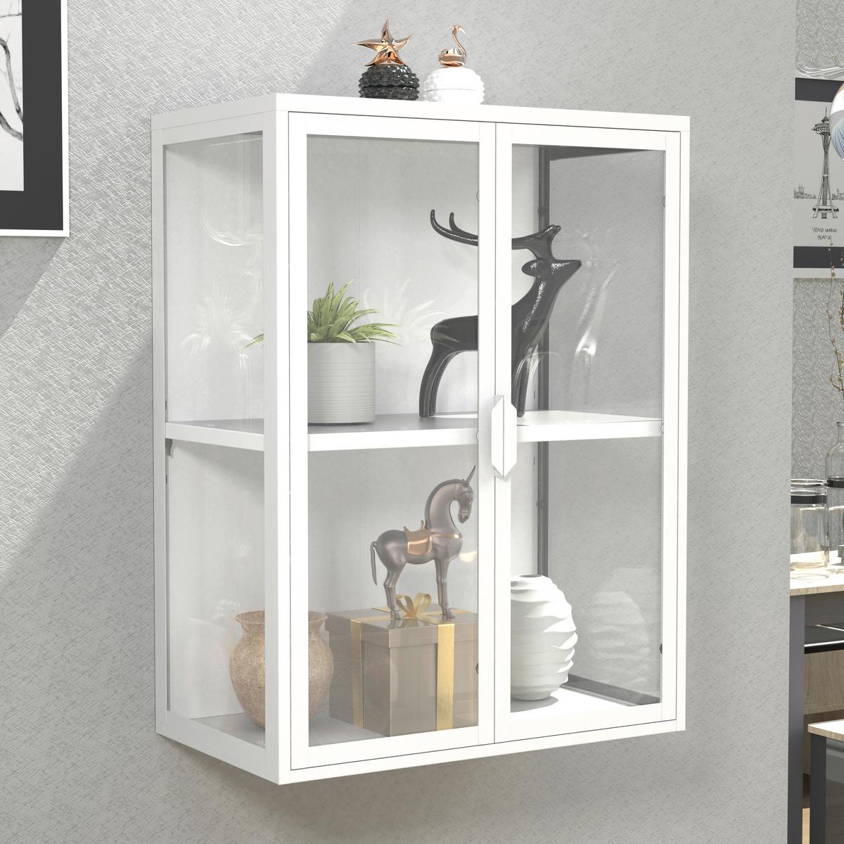 HÄNGEVITRINE Flokas Weiß B: 60 cm - Transparent/Weiß, Design, Glas/Metall (60/80/35cm) - MID.YOU