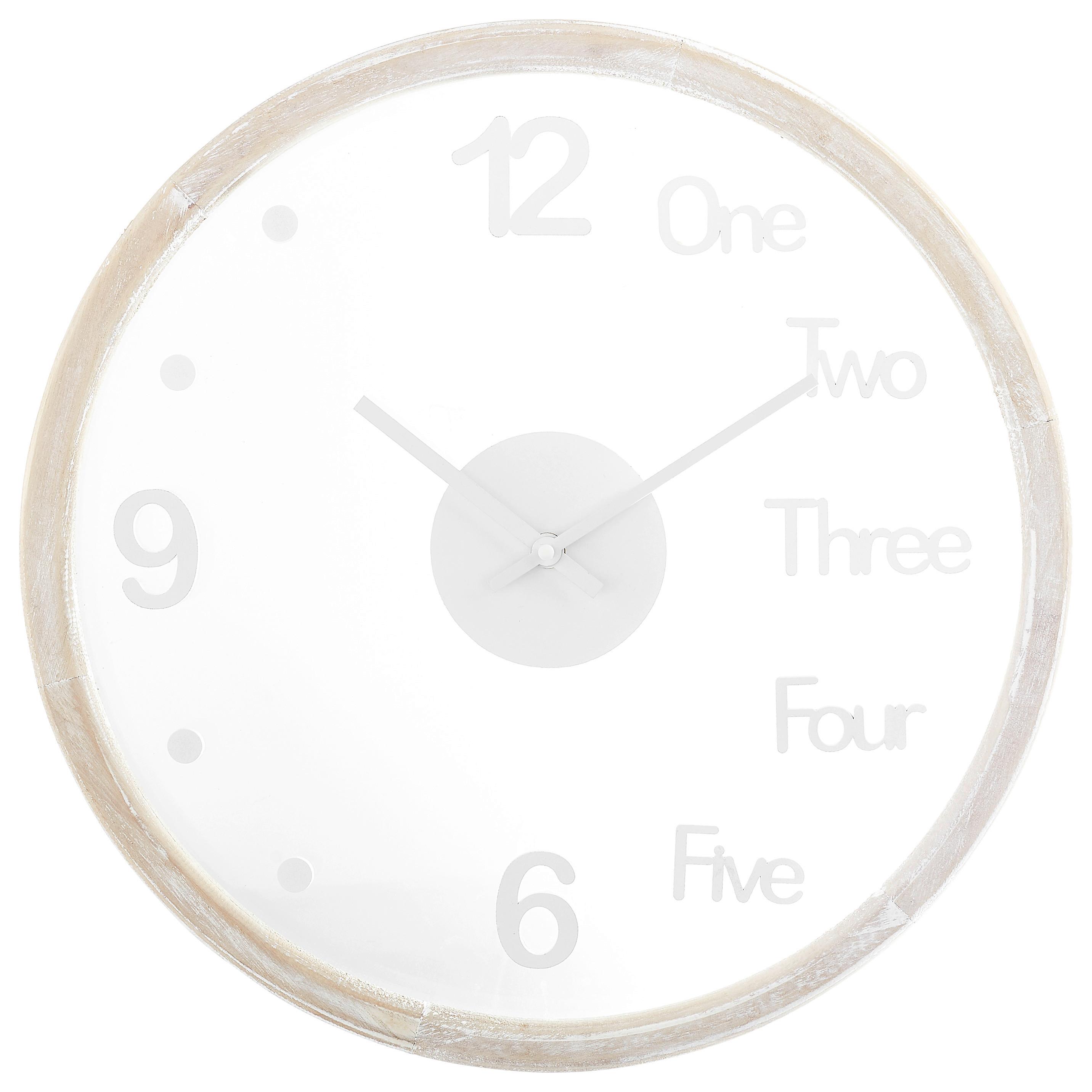 NÁSTĚNNÉ HODINY SIMONE - světle hnědá, Natur, dřevo/sklo (40cm) - Modern Living