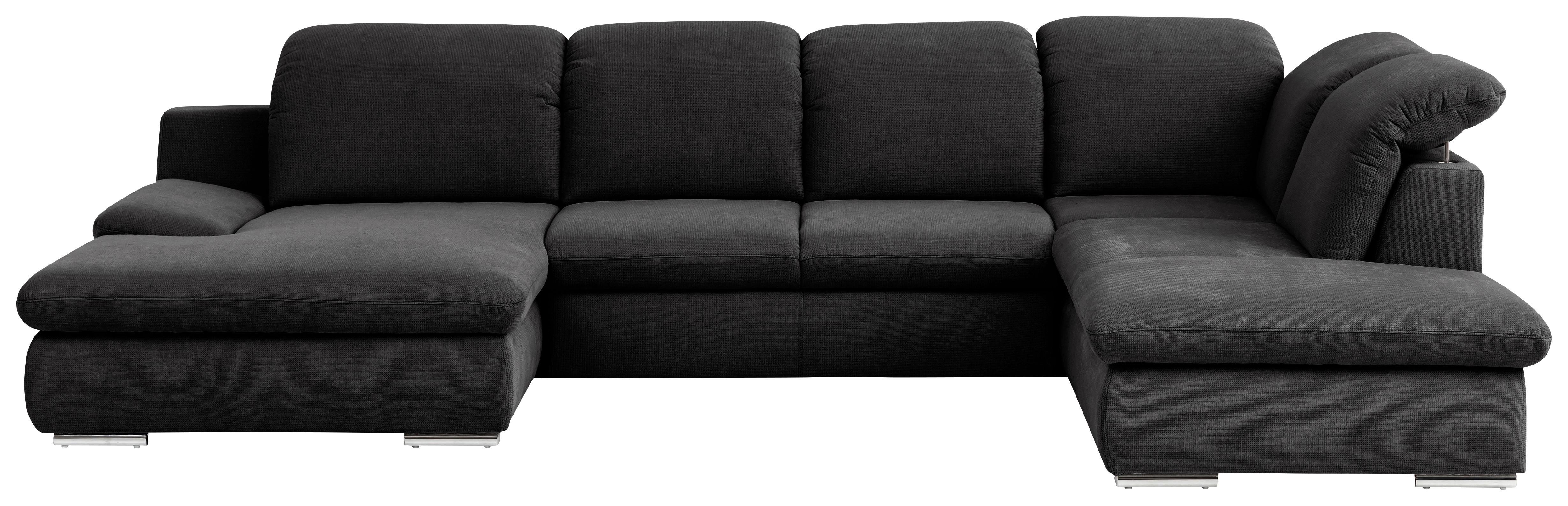 Wohnlandschaft Isona Schwarz Chenille - Chromfarben/Schwarz, Design, Textil (165/353/212cm) - Livetastic
