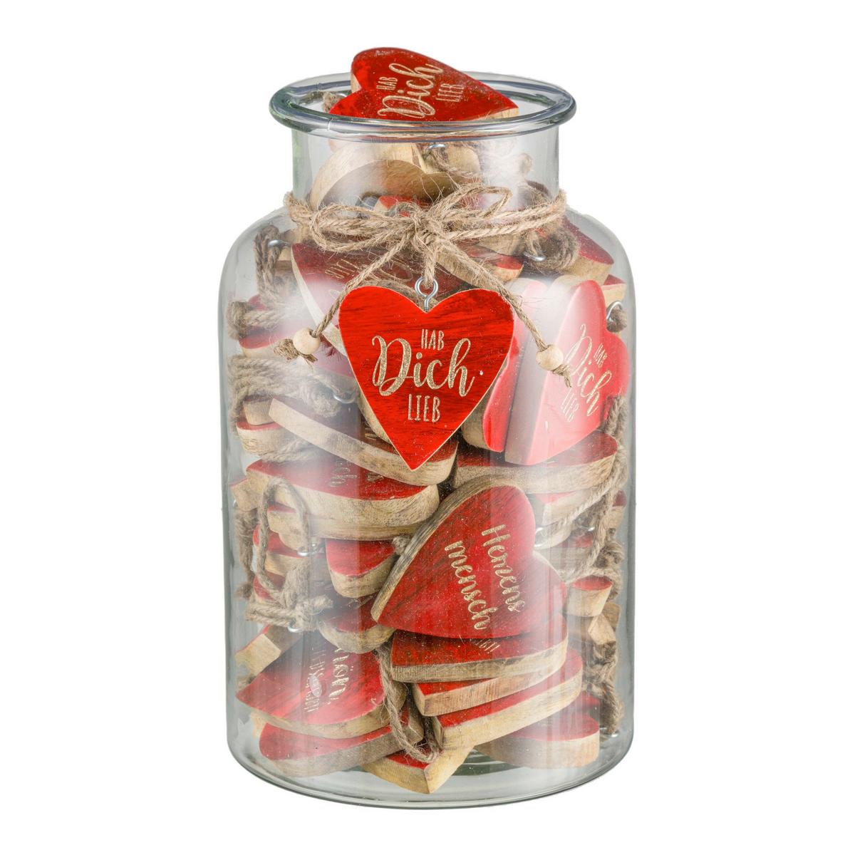 Dekohänger im Glas - Rot, Basics, Glas/Holz (15/25/15cm)