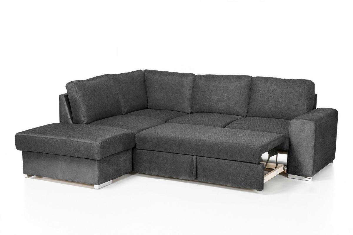 Ecksofa Mit Schlaffunktion Eddi Inkl. Bettkasten Dunkelgrau - Chromfarben/Dunkelgrau, KONVENTIONELL, Textil (213/248cm) - MID.YOU