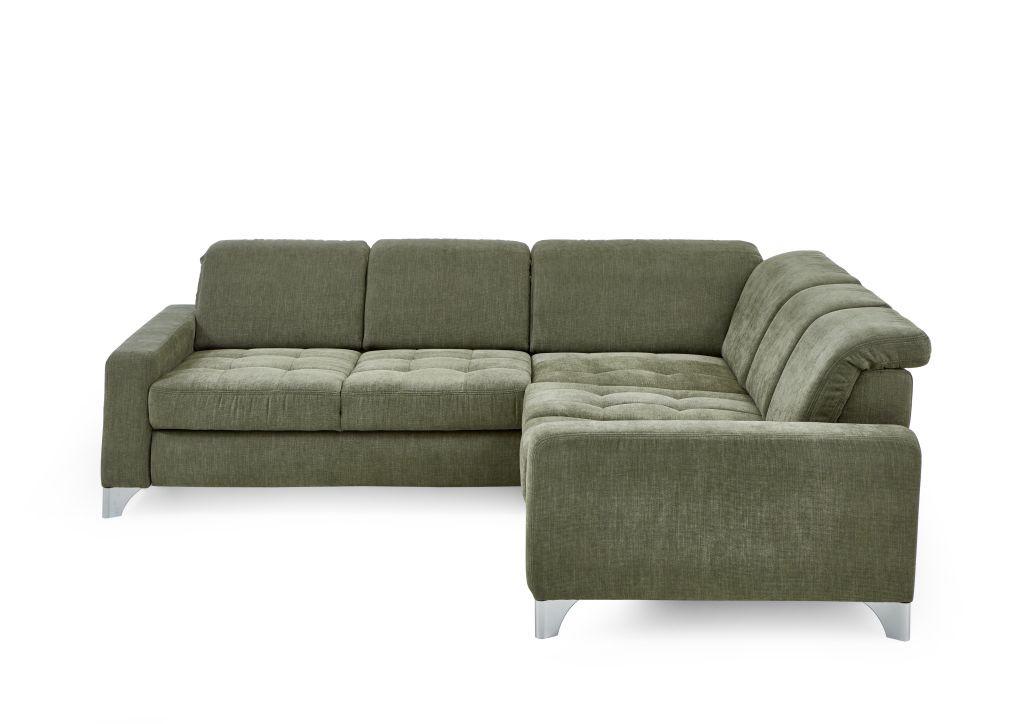 Rohová sedačka GULL, pravá, svetlozelená - svetlozelená/strieborná, Modern, kov/textil (272/246cm)