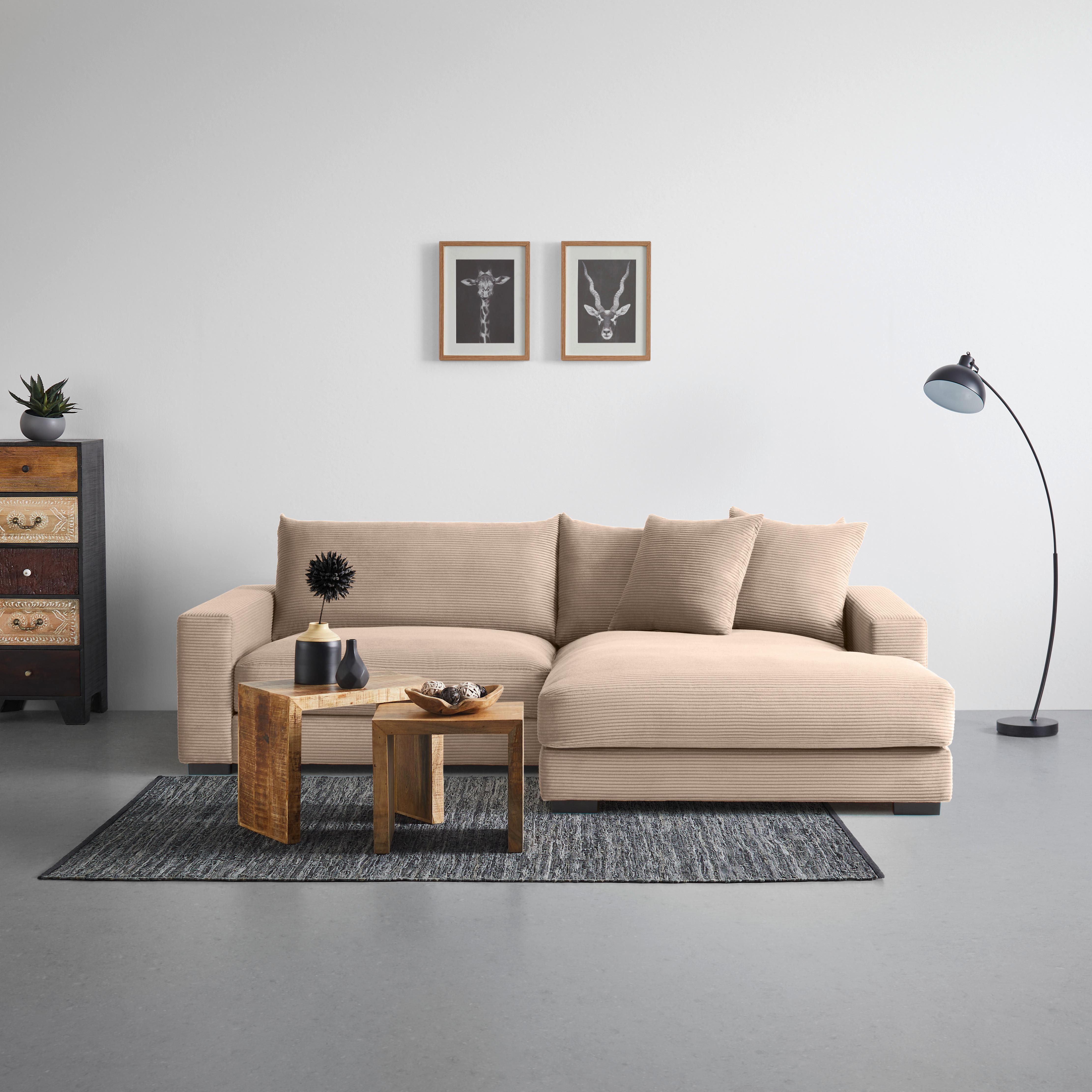 Rohová sedačka PEDRO, pravá, karamelový menčester - karamelová, Modern, textil (265/83/180cm) - Mömax