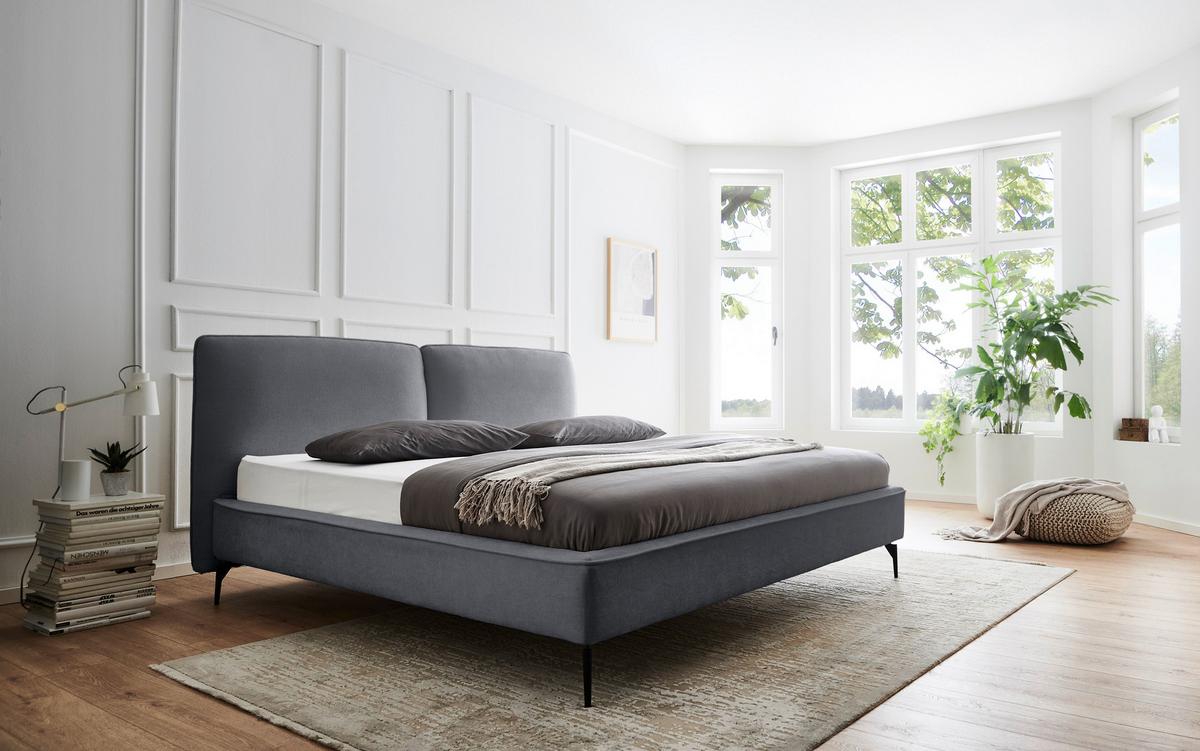 Polsterbett Infinity Liberty Grau 180x200cm - Schwarz/Grau, MODERN, Textil (180/200cm) - Livetastic