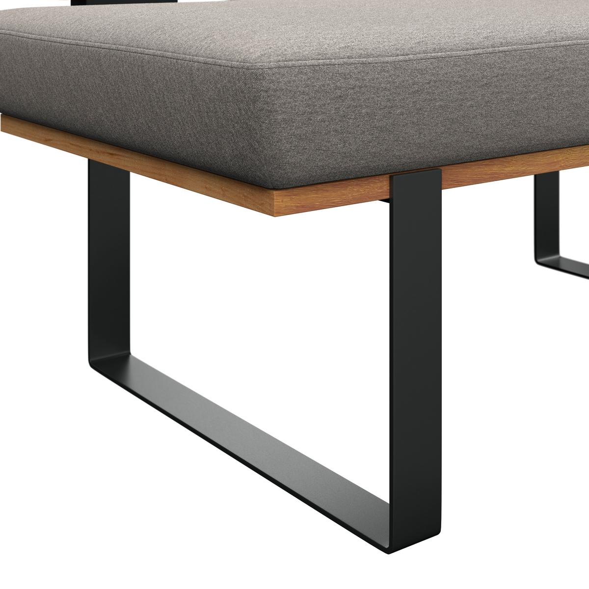 Sitzbank Tristan Webstoff hellgrau, B: 130cm - Hellgrau/Schwarz, MODERN, Holz/Textil (130/48/90cm) - James Wood