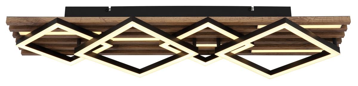 LED-Deckenleuchte 67344d3 Obrien - Dunkelbraun/Schwarz, Natur, Holzwerkstoff/Kunststoff (82/31/9,5cm) - Globo