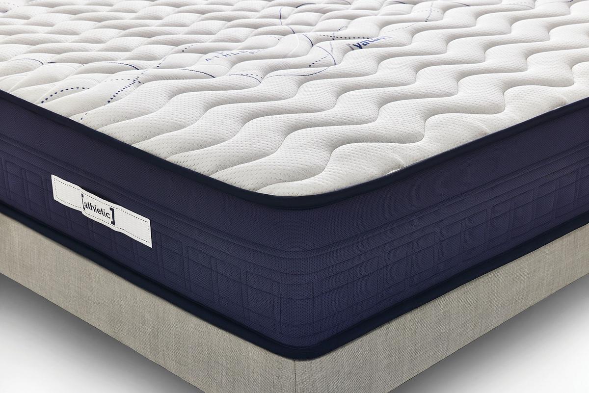 Taschenfederkernmatratze Athletic 90x200 cm H3 H: 28 cm - Weiß/Dunkelblau, Basics, Textil (90/200cm) - Yatas