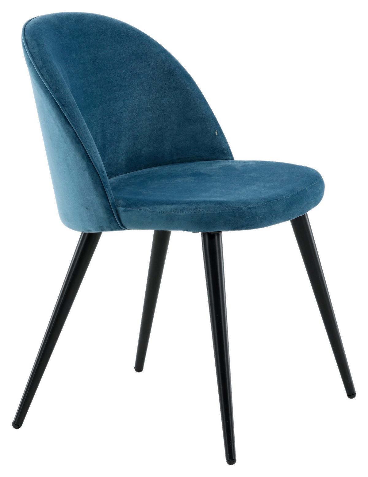 Stuhl-Set Velvet Schwarz/Blau B: 57 cm - Blau/Schwarz, Design, Textil/Metall (57/76.5/50cm) - Livetastic