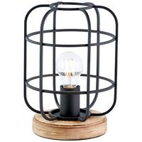 Tischleuchte 93056/66 Gwen - Schwarz/Braun, Design, Holz/Metall (20/26,5cm) - Brilliant