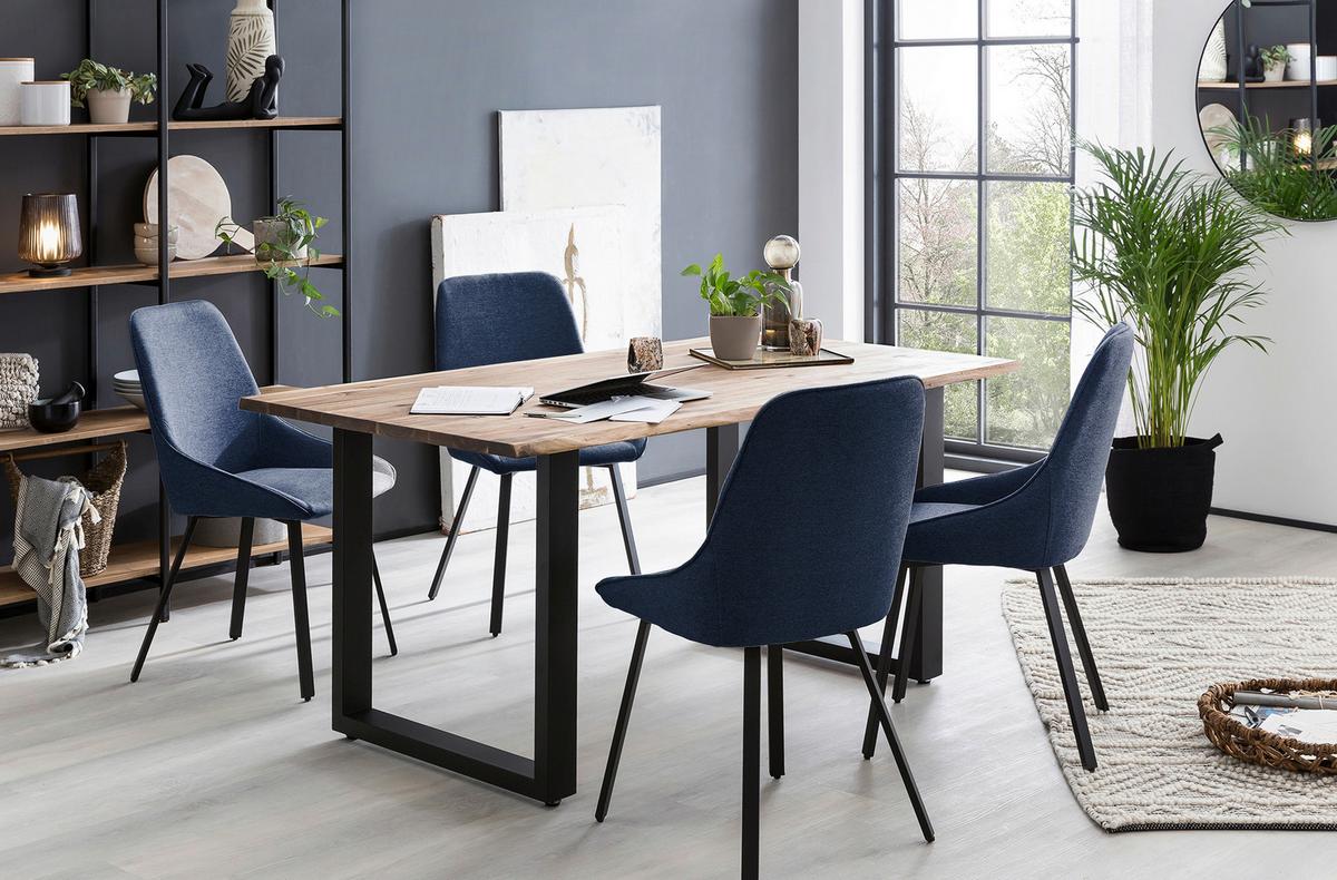 Esstisch Schwarz/walnussfarben B: 120cm - Walnussfarben/Schwarz, MODERN, Holz/Metall (120/80/75cm) - Livetastic