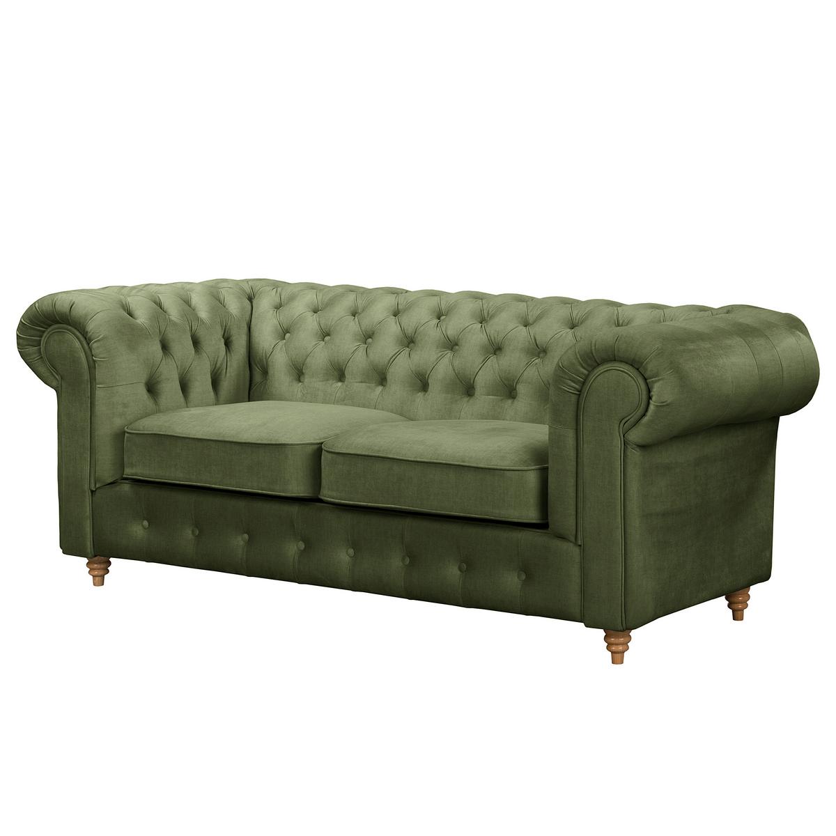 Schlafsofa Laura Dunkelgrün, B: 190cm - Dunkelgrün/Braun, Design, Textil (190cm) - P & B