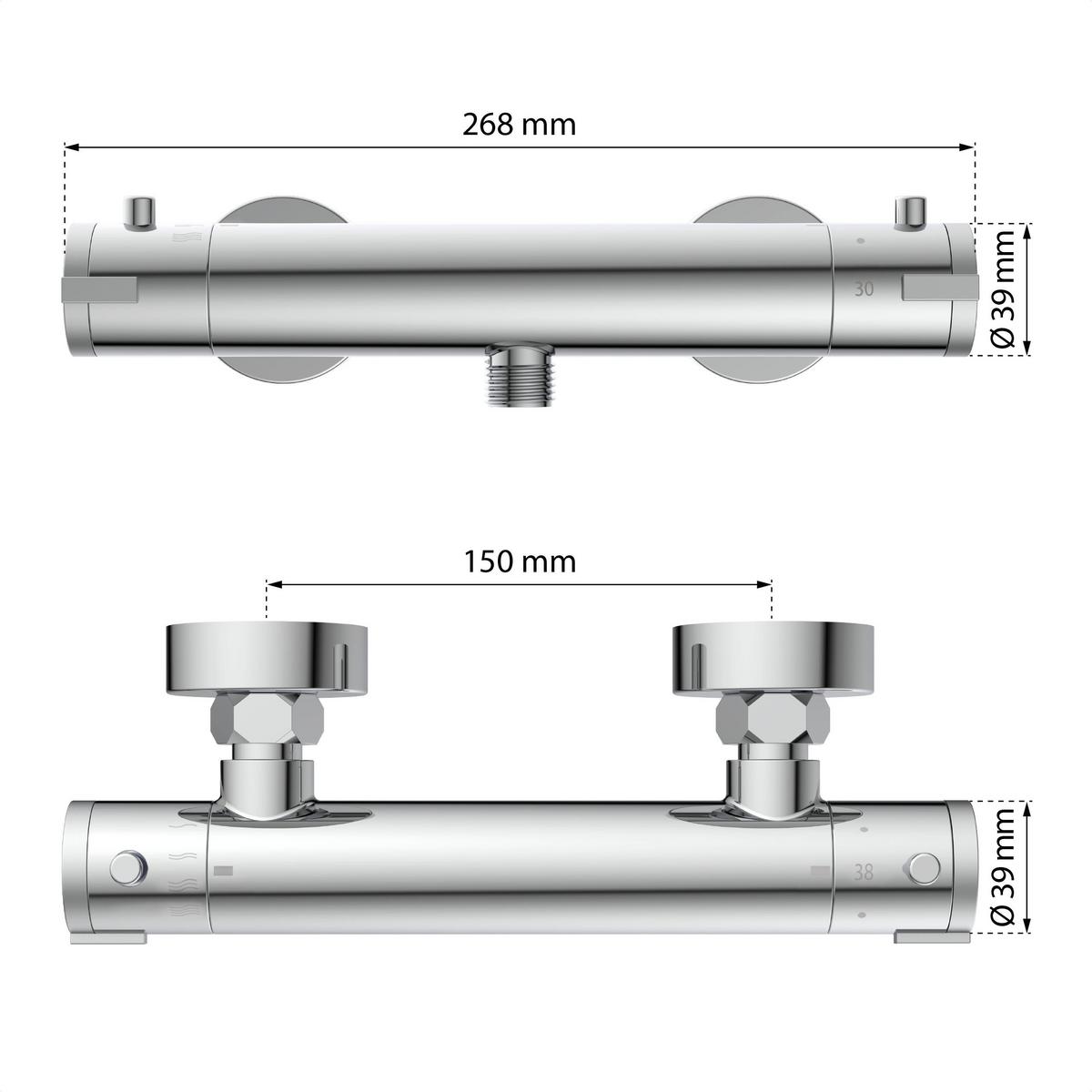 Duscharmatur Claudio Silberfarben H: 6 Cm Verchromt - Silberfarben, Design, Metall (27/6cm) - Schütte