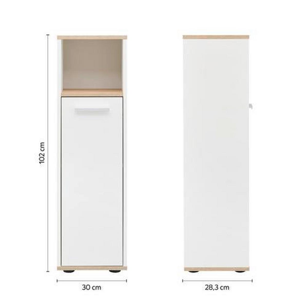 Midischrank Yasmin Bxh 30x102cm Weiß/eiche Dekor - Eichefarben/Schwarz, Basics, Holzwerkstoff (30/102/28,3cm) - MID.YOU