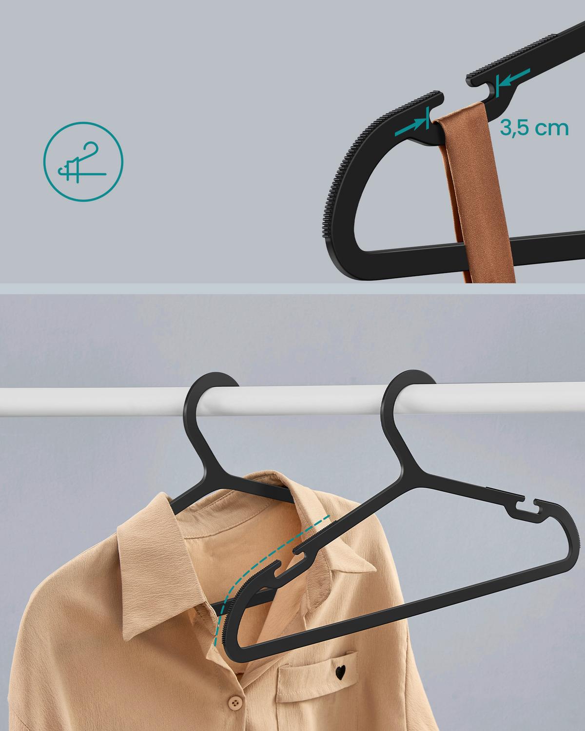 Kleiderbügelset Schwarz B: 41,7 Cm - Schwarz, Basics, Kunststoff (41,7cm)