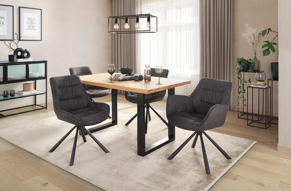 Židle s područkami Rebell, šedá - šedá/černá, Moderní, kov/textil (62/83,5/63cm) - Mömax