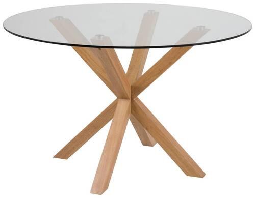 Esstisch Rund Heaven 119x75,5 Cm - Klar/Eichefarben, Trend, Glas/Metall (119/75,5cm) - MID.YOU