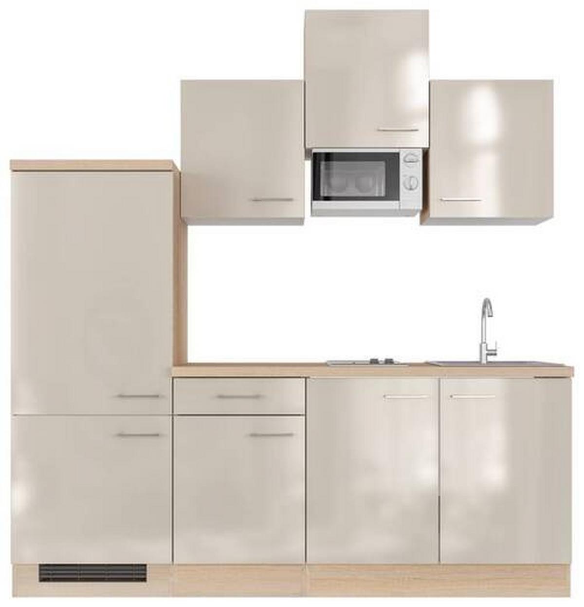 Küchenzeile Nepal mit Geräten 210 cm Kaschmir/Eiche Dekor - Kaschmir/Sonoma Eiche, MODERN, Holzwerkstoff (210cm) - FlexWell
