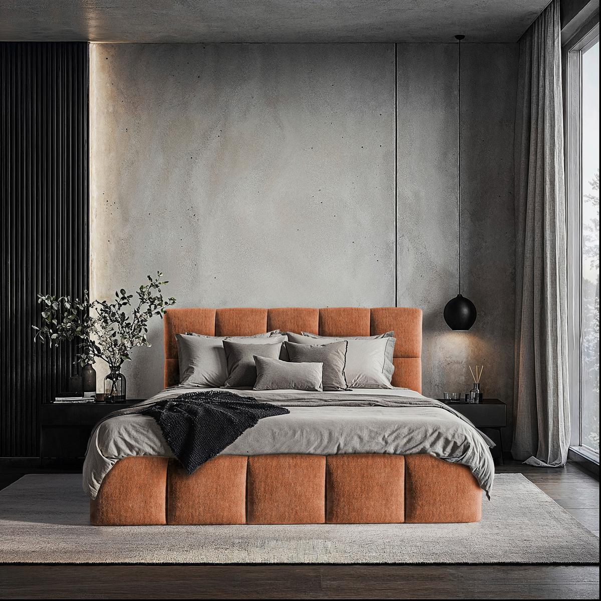 Polsterbett Cherry Chenille Rostfarben, Lf: 180x200 cm - Rostfarben/Schwarz, MODERN, Holz/Holzwerkstoff (180/200cm) - MID.YOU