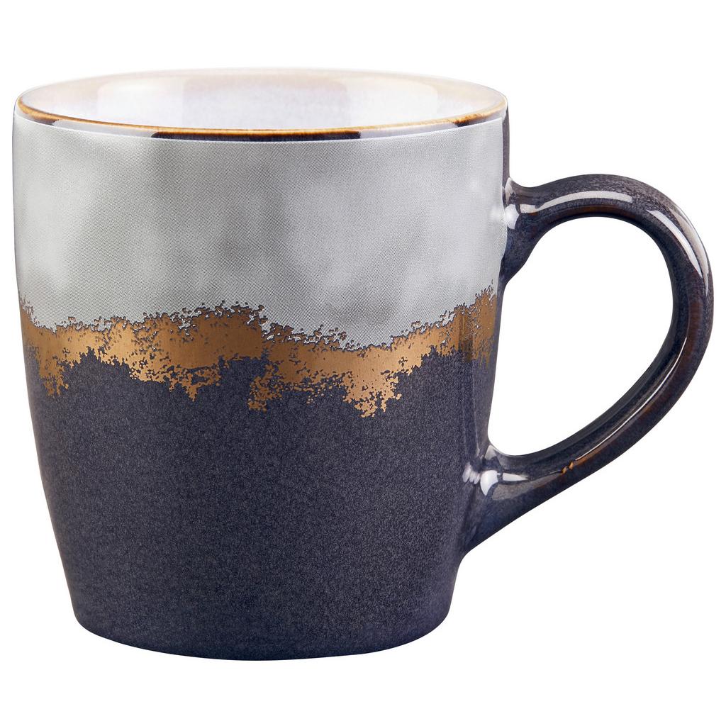 Kaffeebecher Steinzeug 200 ml Grau/Goldfarben abstrakt Luana