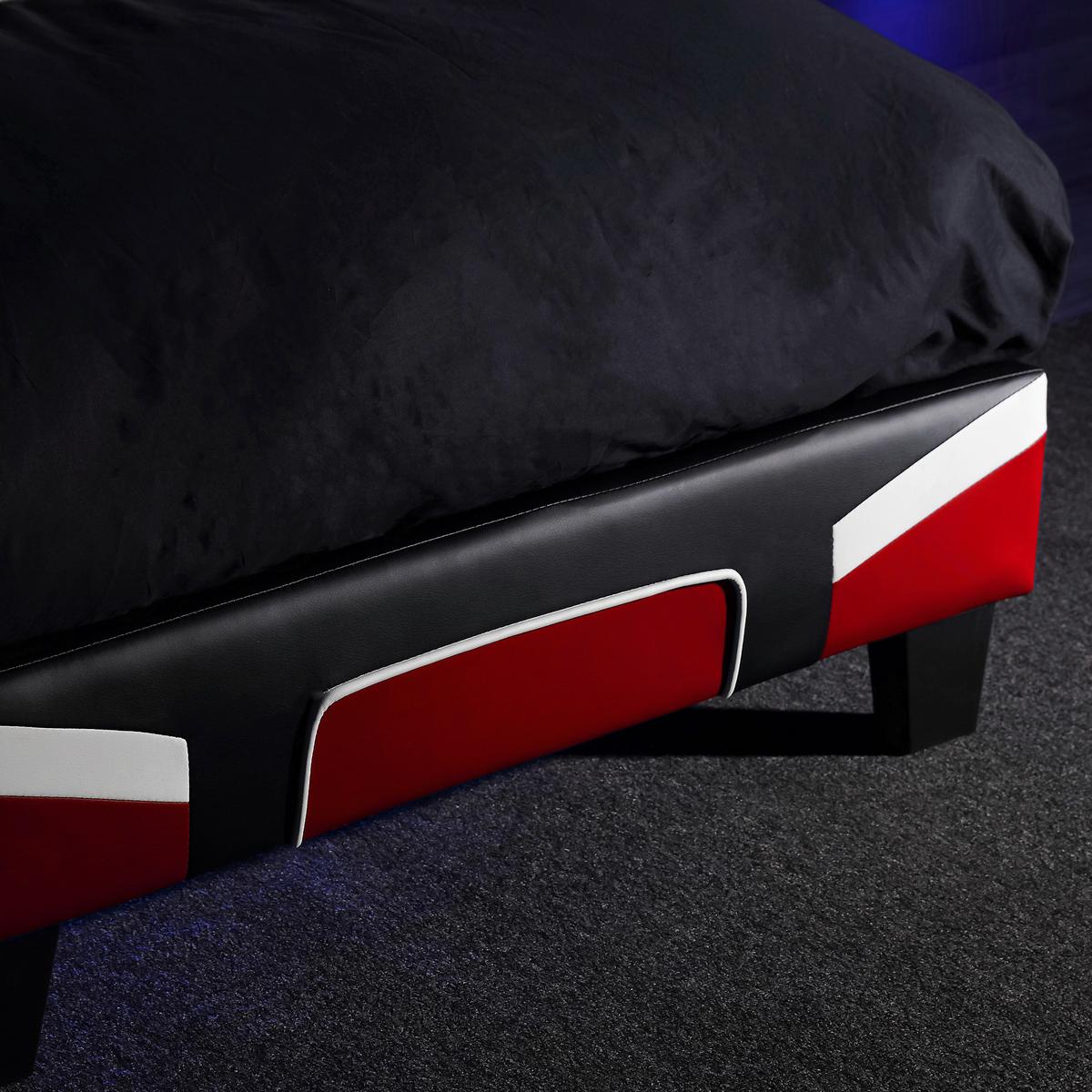 Bett Cerberus - Rot/Schwarz, MODERN, Holzwerkstoff/Kunststoff (90/190cm) - X Rocker