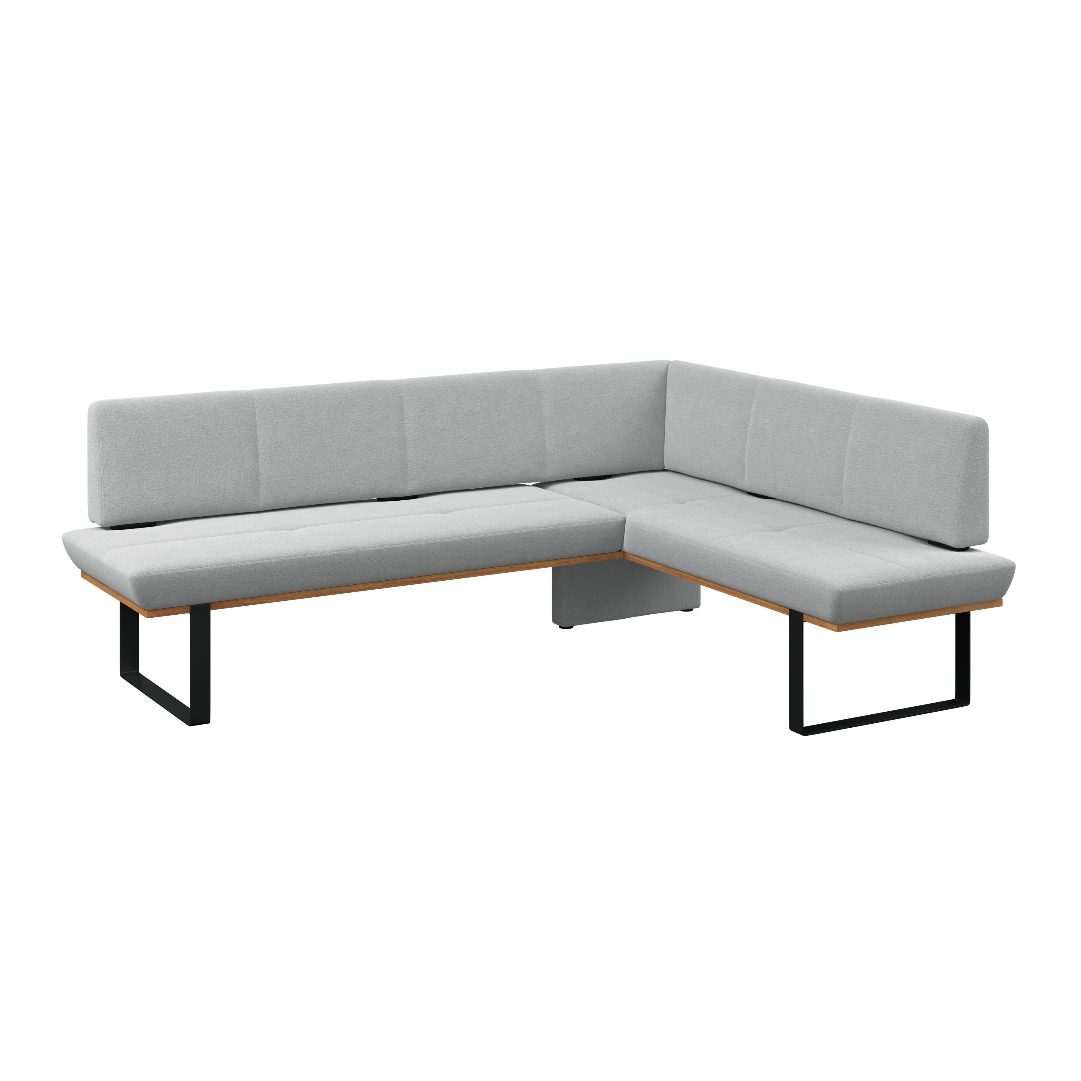 Eckbank Tristan Webstoff hellgrau, S:225x175cm - Hellgrau/Schwarz, MODERN, Holz/Textil (225/175cm) - James Wood