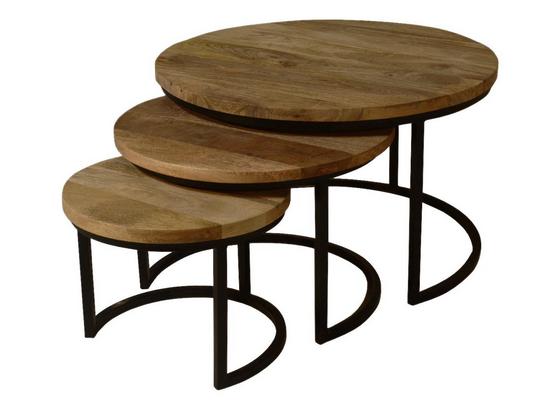 Beistelltisch 3er-Set Capella Echtholz Mangoholz Massiv - Schwarz/Braun, MODERN, Holz/Metall (72/72/46cm) - Livetastic Beistelltisch 3er-Set Capella Echtholz Mangoholz Massiv - Schwarz/Braun, MODERN, Holz/Metall (72/72/46cm) - Livetastic