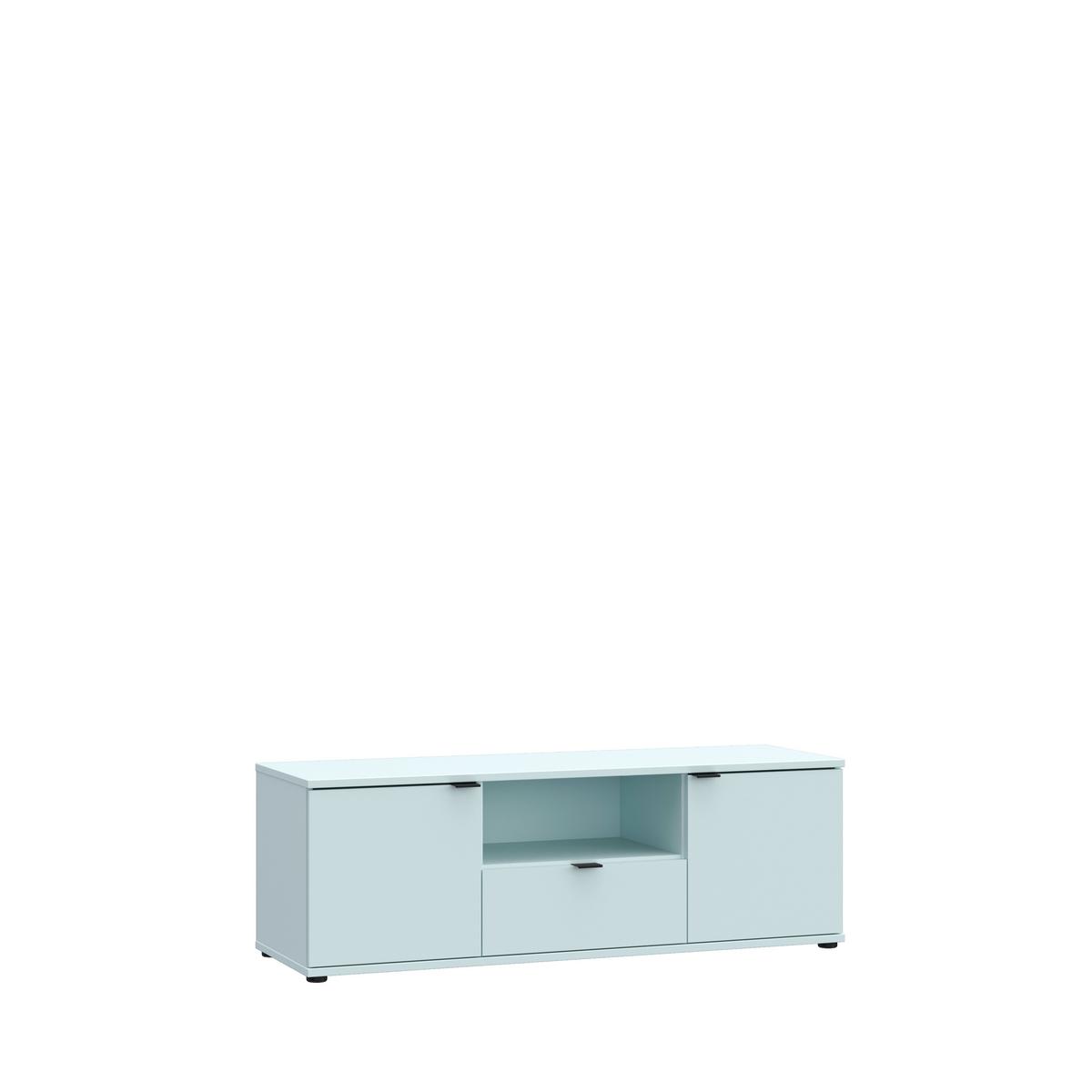 TV diel Ganymede, svetlosivá, š: 130 cm - čierna/svetlosivá, Modern, kov/kompozitné drevo (129,8/43,9/41,3cm)