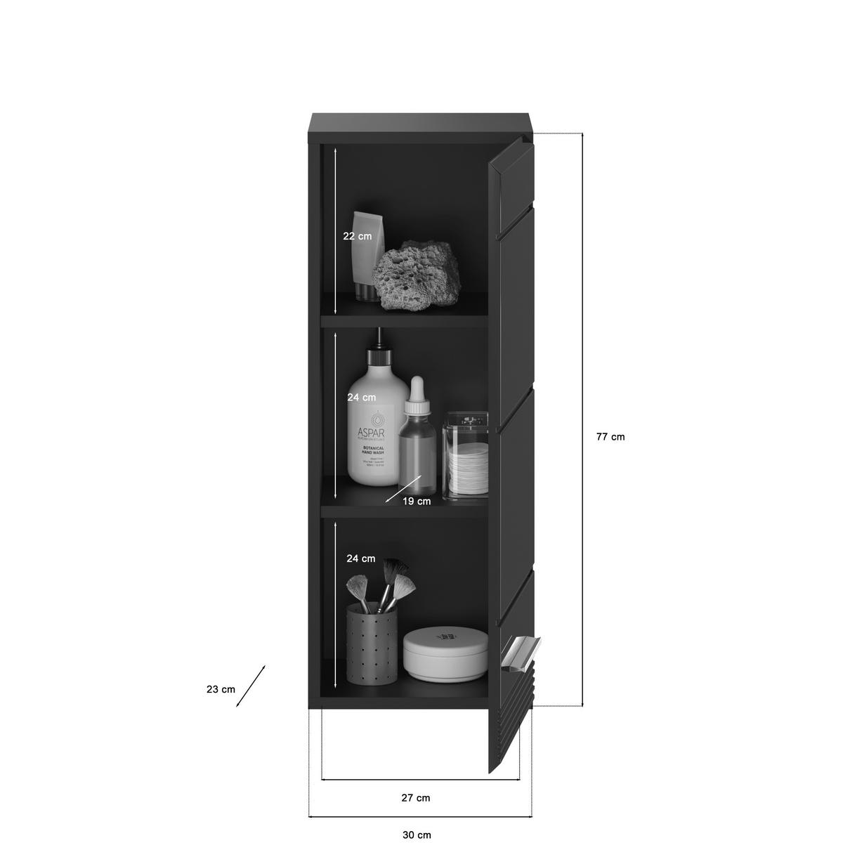 Badezimmer Linus Schwarz Hochglanz B:90cm - Schwarz Hochglanz/Silberfarben, MODERN, Glas/Holzwerkstoff (90cm) - MID.YOU