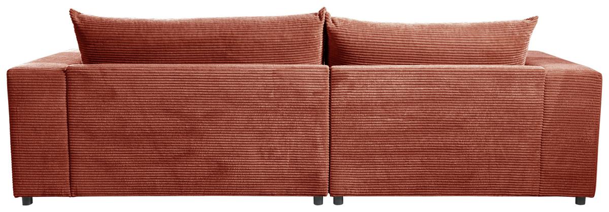 Ecksofa Funny S Links mit Hocker, Terracotta B: 265 cm - Terracotta/Schwarz, Basics, Textil (180/265cm) - Livetastic