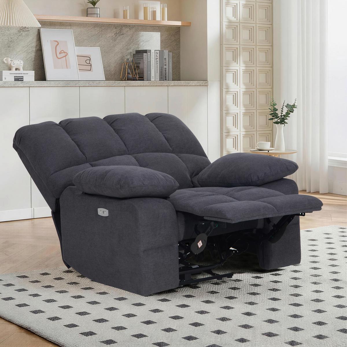 Relaxačné kreslo BOLTON, sivá, el.relaxačná funkcia - sivá, Basics, kov/drevo (108/103,5/96,5cm)