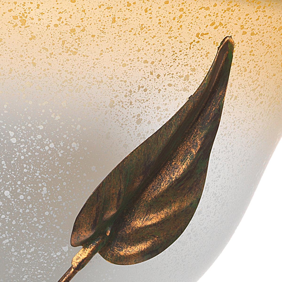 Wandleuchte Bronzefarben Weiß Hg L: 30 cm - Weiß Hochglanz/Bronzefarben, KONVENTIONELL, Glas/Metall (30/14/30cm)