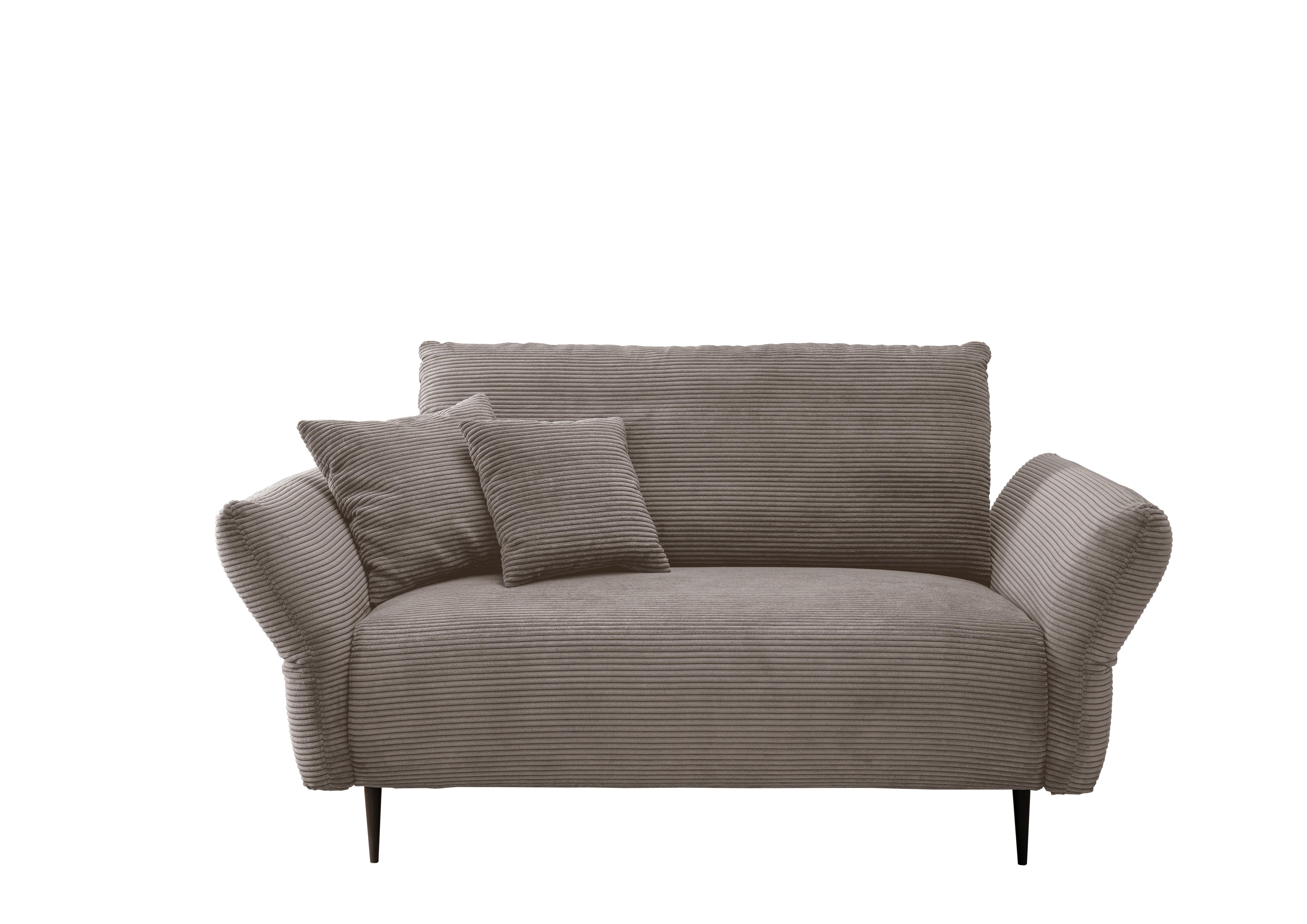 2-Sitzer-Sofa Vanilla Graubraun Cord - Graubraun/Schwarz, Design, Textil (163/97/102cm) - Livetastic