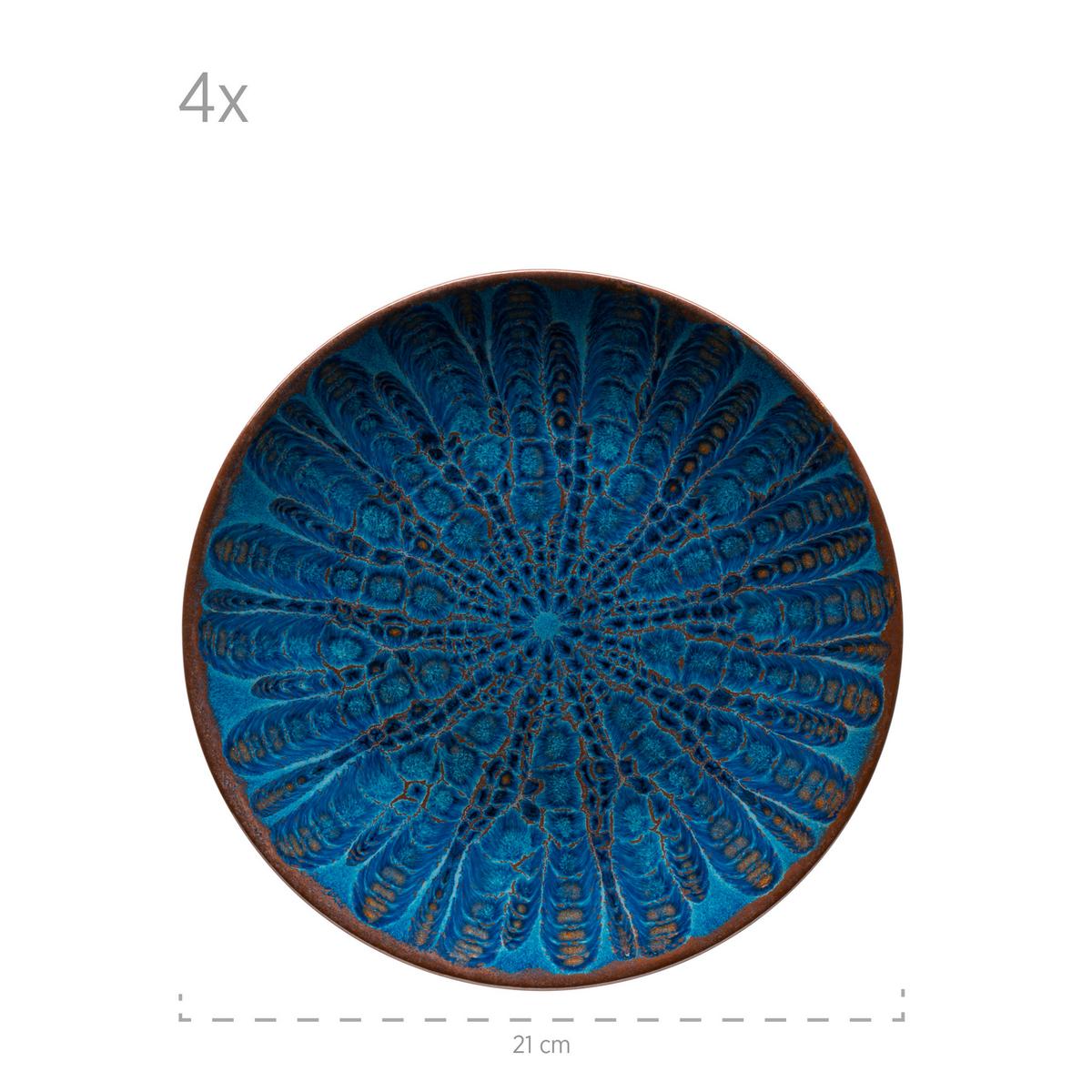 Tafelservice Aus Steinzeug 4 Personen Geschirr Set - Blau, Basics, Keramik - Mäser