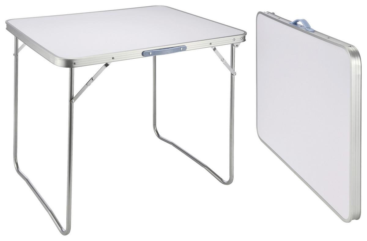 Campingtisch Klappbar 80x60 Cm Mit Tragegriff - Silberfarben/Weiß, Basics, Holzwerkstoff/Metall (80/69/60cm)