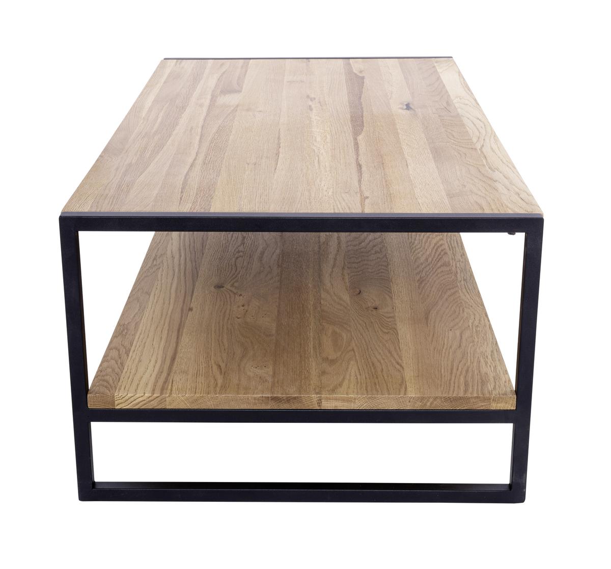 Couchtisch Holz Massiv Mit Lade Nanpur Naturfarben - Schwarz/Naturfarben, MODERN, Holz/Metall (110/60/40cm) - MID.YOU