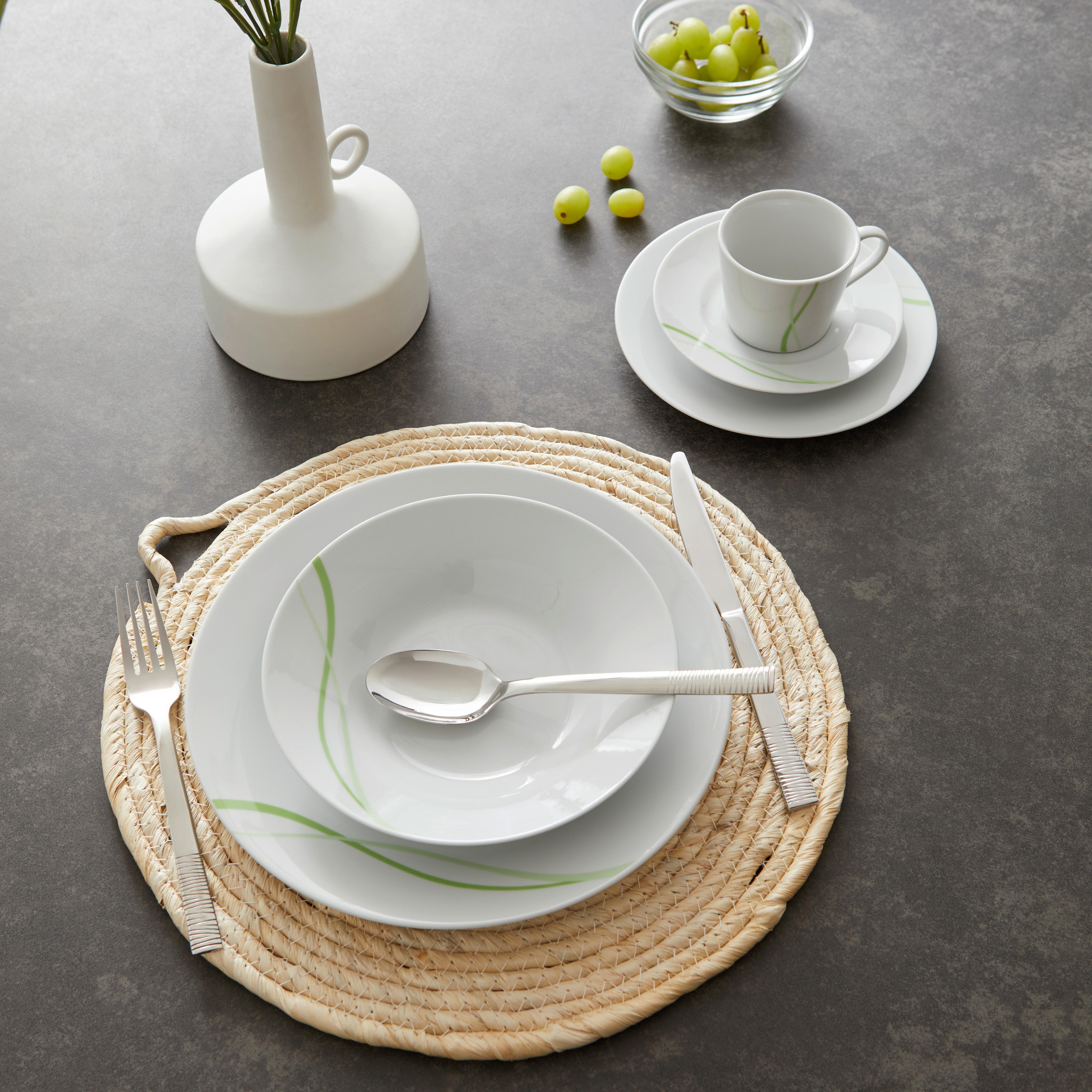 Tafelservice Kata - Weiß/Grün, KONVENTIONELL, Keramik - Luca Bessoni