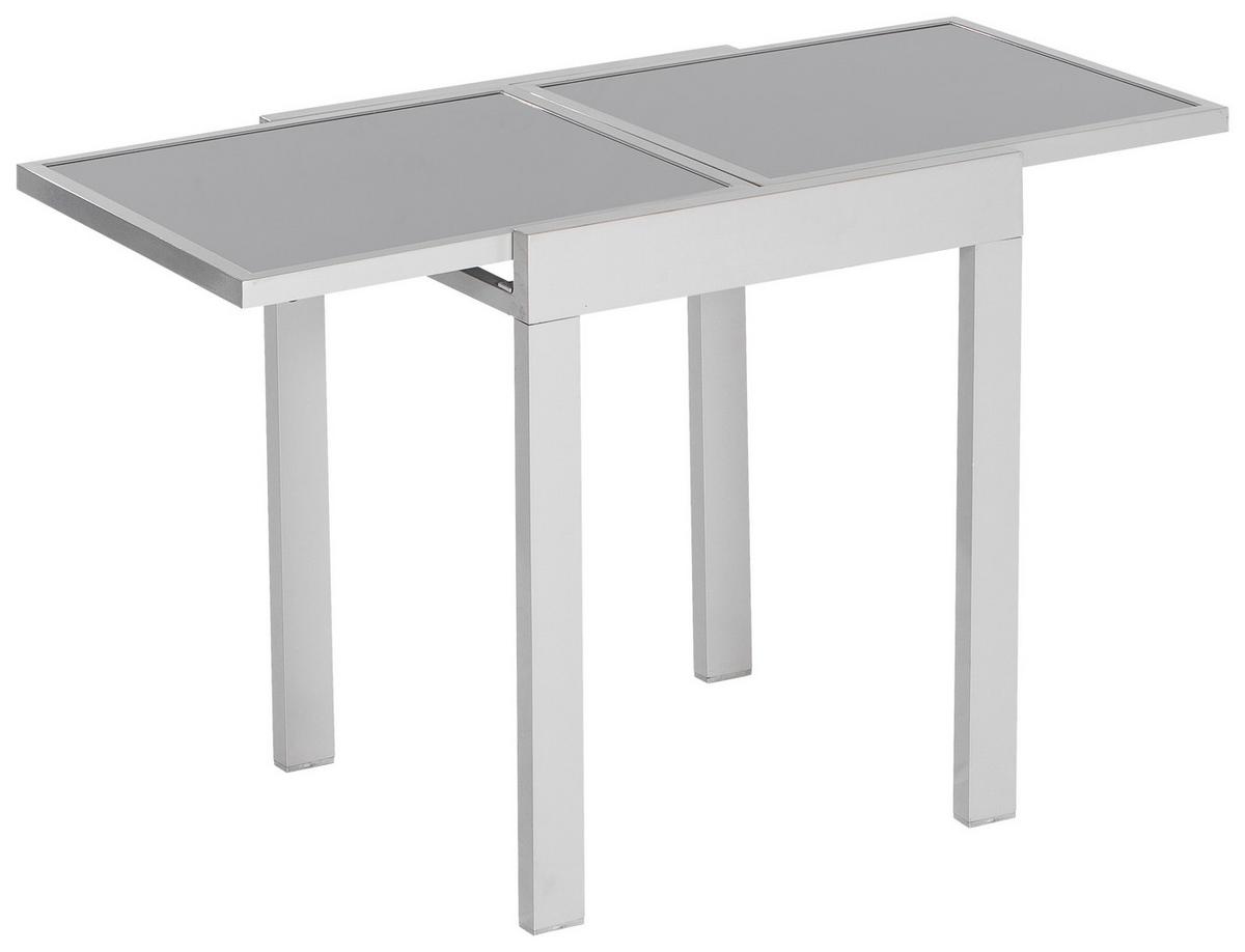 Balkontisch Ausziehbar Ambia Garden Metall/glas 65 Cm - Silberfarben, KONVENTIONELL, Glas/Metall (65/65/75cm) - Gardenson