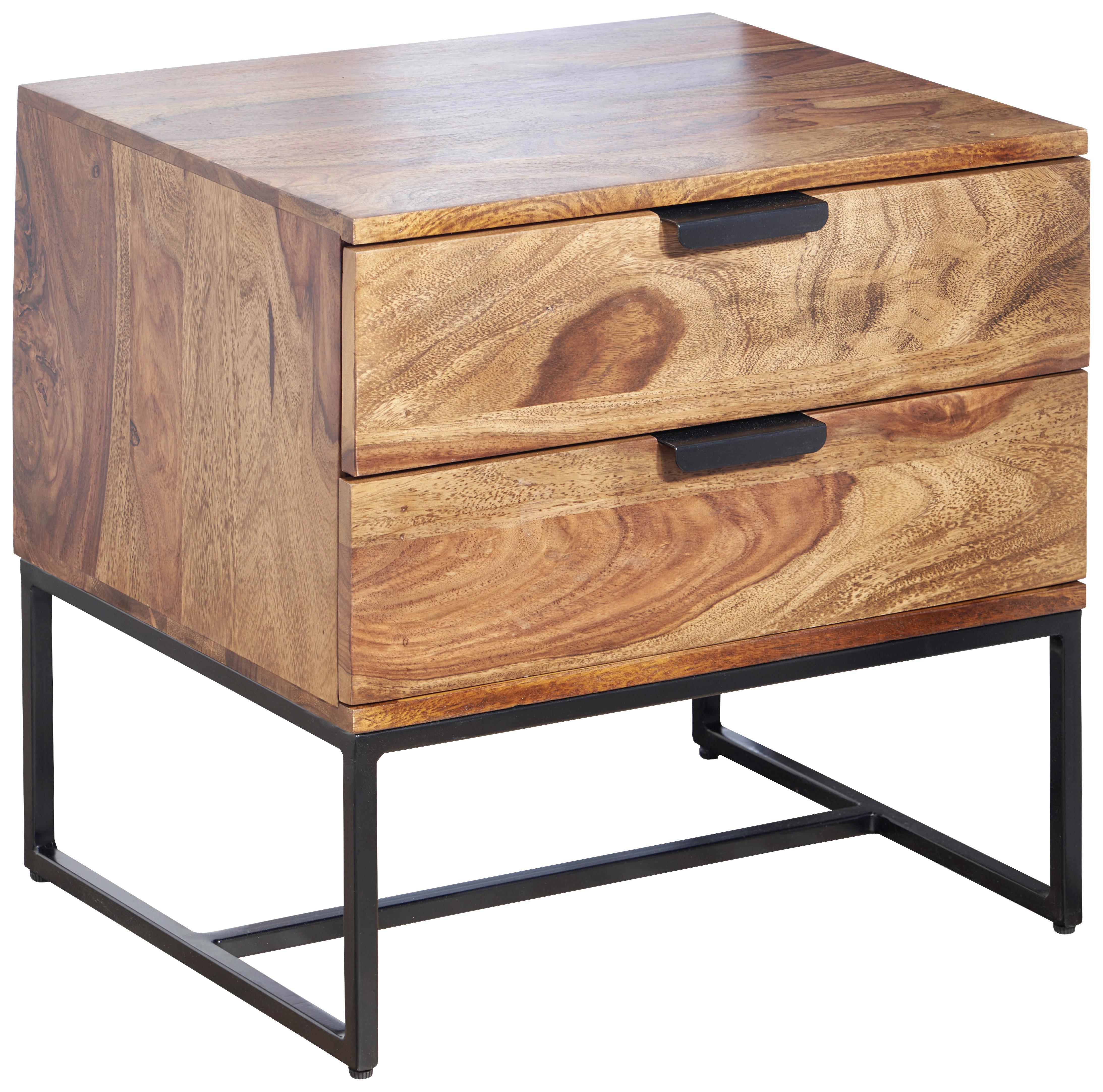Nachttisch Sheeshamfarben B: 50 cm - Sheeshamfarben/Schwarz, Design, Holz/Metall (50/51/40cm) - MID.YOU