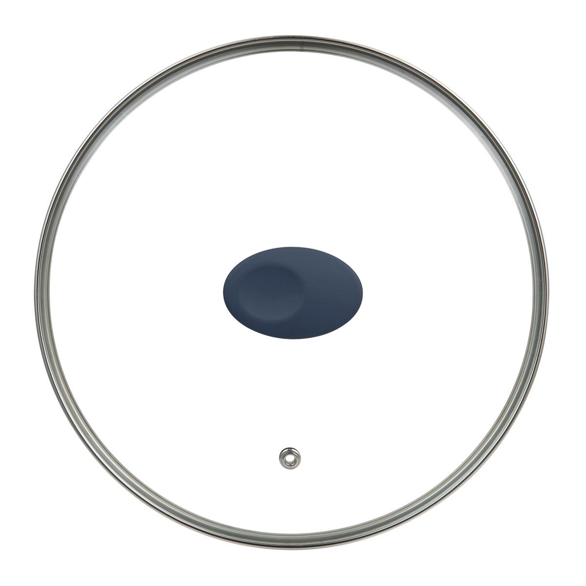 Pfannenset 3-teilig Zwetschgefarben, Schwarz - Pastellblau/Zwetschgefarben, Basics, Glas/Metall (46/26/20cm)